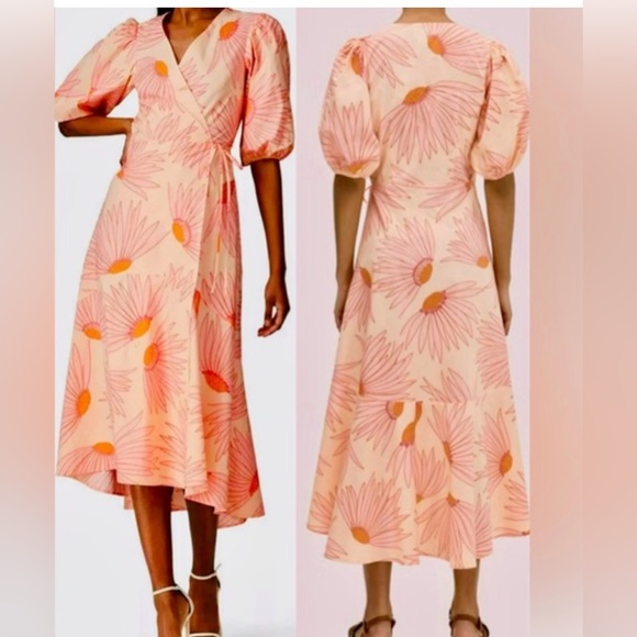 Kate Spade Women’s Falling Flowers Pattern Wrap Vneck Dress Size 2 NWT - Picture 3 of 12